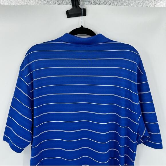 Nike Golf Polo Shirt Striped Dri-Fit Short Sleeve Button Blue White Men Medium - Picture 6 of 13
